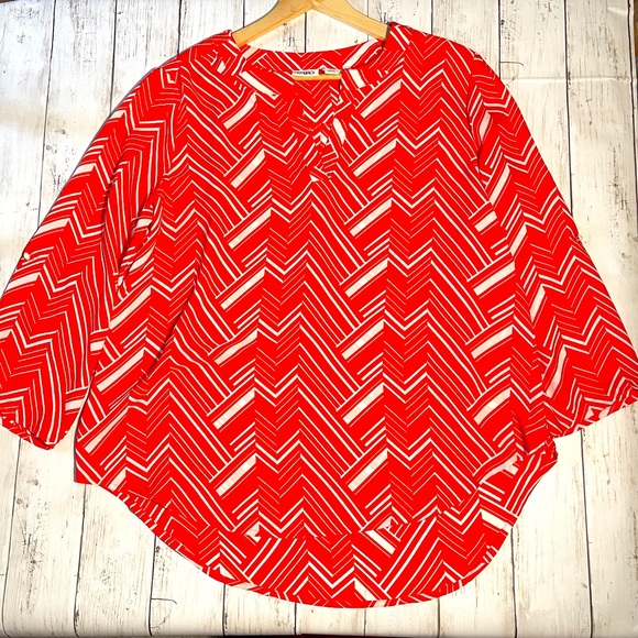 Cato Large Orange White Chevron Hi-lo split neck - Picture 1 of 6